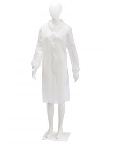 Einwegmantel Vlies/PP weiss Gr. S / 4 Druckknöpfe